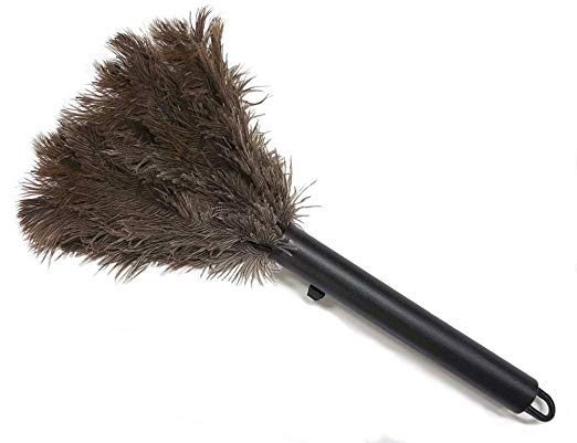 16" Retractable Pocket Ostrich Feather Duster--Gray Feathers